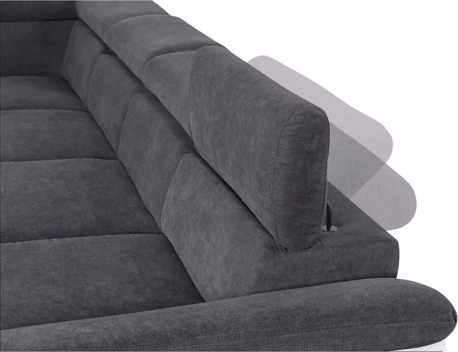 COTTA Zithoek Komaris U-vorm B: 320 cm met hoofdverstelling optioneel bedfunctie bedlade & licht