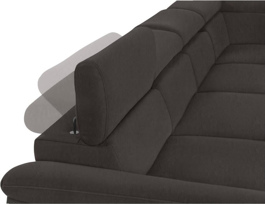 COTTA Zithoek Komaris U-vorm B: 320 cm met hoofdverstelling optioneel bedfunctie bedlade & licht