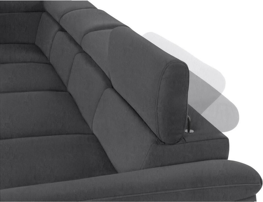 COTTA Zithoek Komaris U-vorm B: 320 cm met hoofdverstelling optioneel bedfunctie bedlade & licht