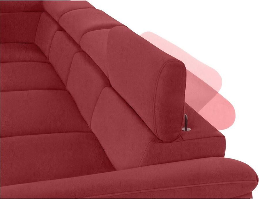 COTTA Zithoek Komaris U-vorm B: 320 cm met hoofdverstelling optioneel bedfunctie bedlade & licht