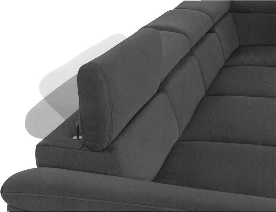 COTTA Zithoek Komaris U-vorm B: 320 cm met hoofdverstelling optioneel bedfunctie bedlade & licht