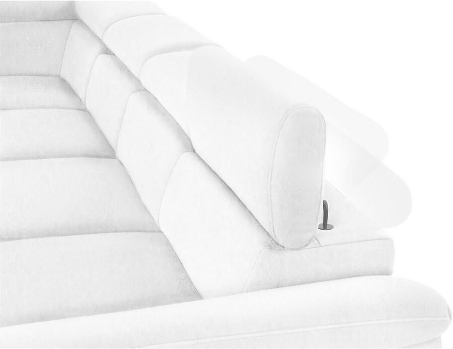 COTTA Zithoek Komaris U-vorm B: 320 cm met hoofdverstelling optioneel bedfunctie bedlade & licht