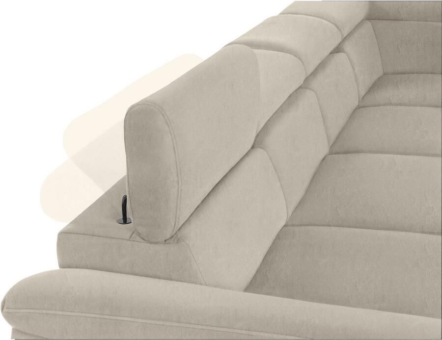 COTTA Zithoek Komaris U-vorm B: 320 cm met hoofdverstelling optioneel bedfunctie bedlade & licht