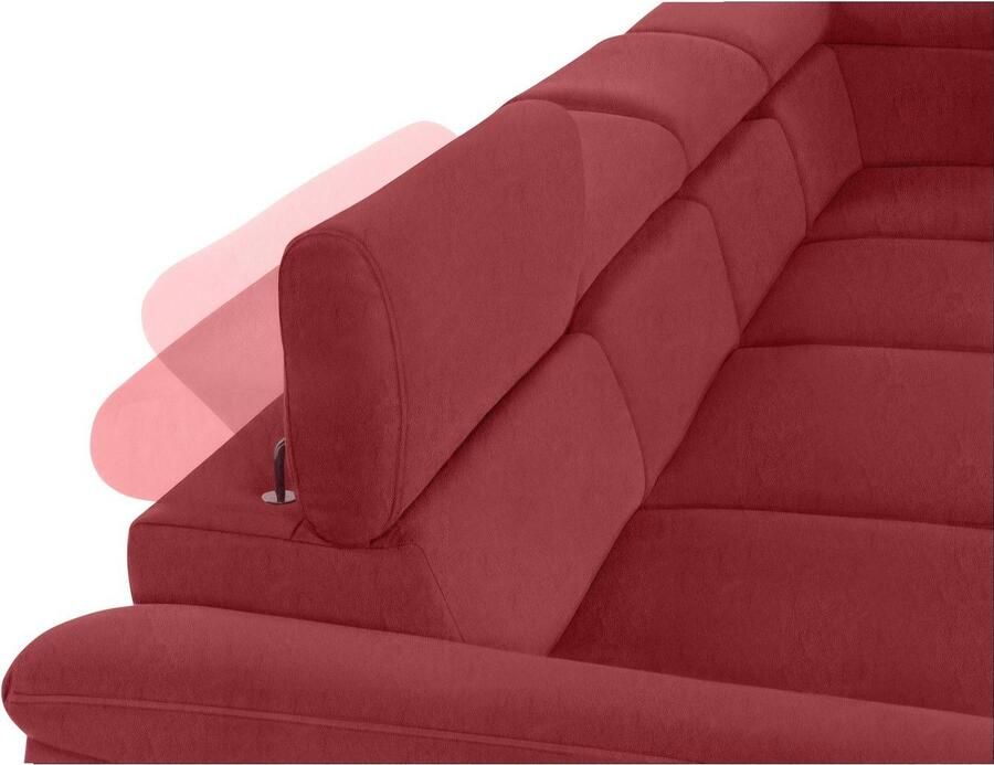 COTTA Zithoek Komaris U-vorm B: 320 cm met hoofdverstelling optioneel bedfunctie bedlade & licht