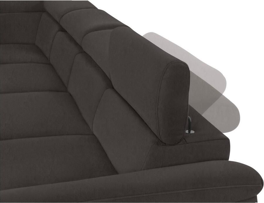 COTTA Zithoek Komaris U-vorm B: 320 cm met hoofdverstelling optioneel bedfunctie bedlade & licht