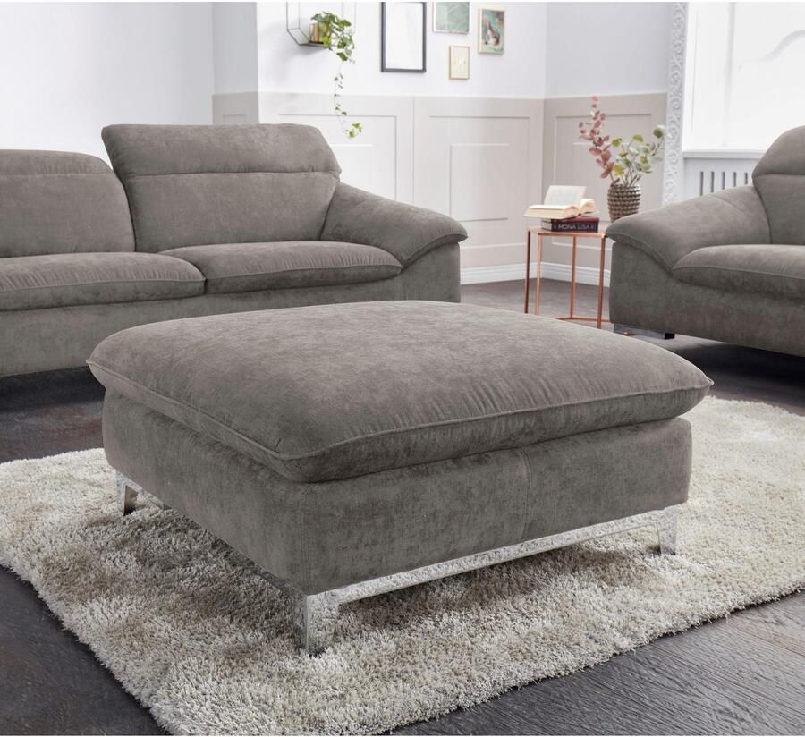 COTTA Zithoek Teresa Set bestaande uit: 3-zitsbank met hoofdverstelling & hocker (set)