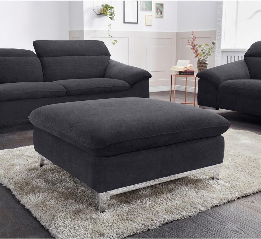 COTTA Zithoek Teresa Set bestaande uit: 3-zitsbank met hoofdverstelling & hocker (set)