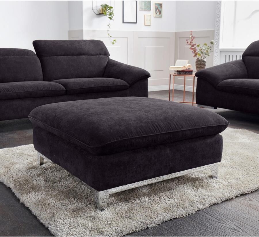 COTTA Zithoek Teresa Set bestaande uit: 3-zitsbank met hoofdverstelling & hocker (set)