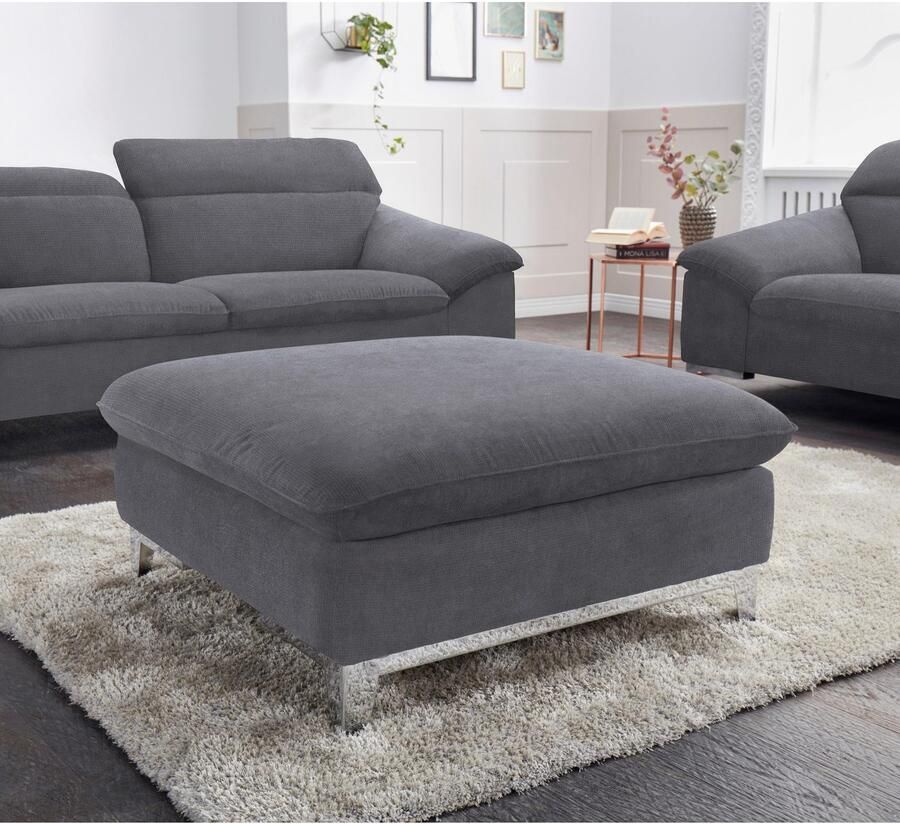 COTTA Zithoek Teresa Set bestaande uit: 3-zitsbank met hoofdverstelling & hocker (set)