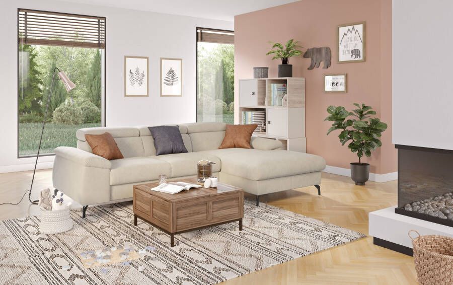 COTTA Hoekbank met hoofdverstelling optioneel bedfunctie & bedlade