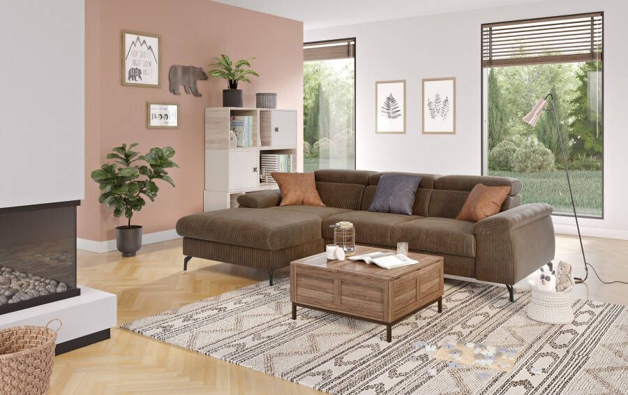 COTTA Hoekbank met hoofdverstelling optioneel bedfunctie & bedlade