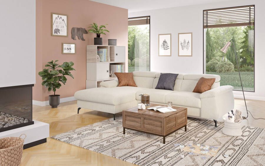 COTTA Hoekbank met hoofdverstelling optioneel bedfunctie & bedlade