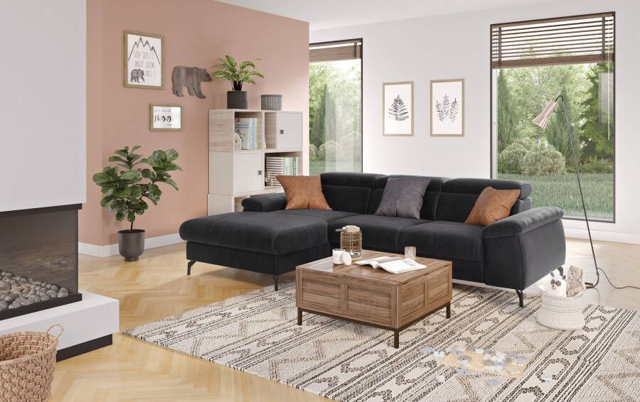 COTTA Hoekbank met hoofdverstelling optioneel bedfunctie & bedlade