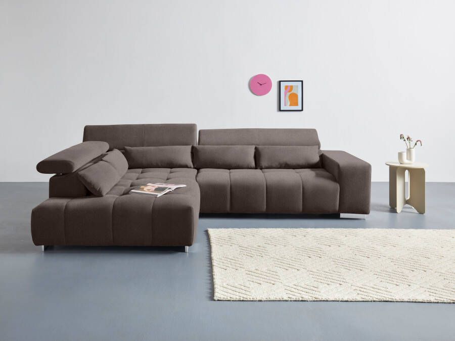 COTTA Hoekbank Orion L-vorm met hoofdbordverstelling & 5 lendenkussens