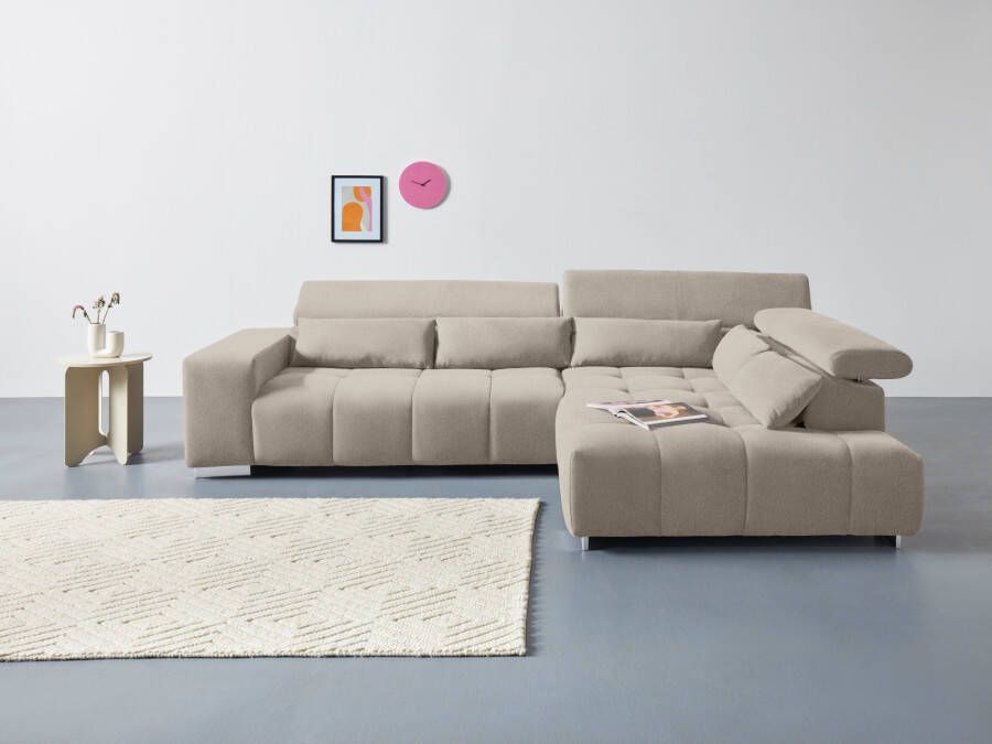 COTTA Hoekbank Orion L-vorm met hoofdbordverstelling & 5 lendenkussens