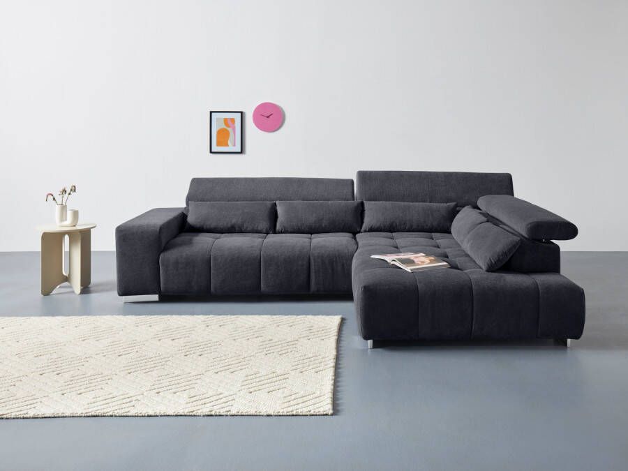 COTTA Hoekbank Orion L-vorm met hoofdbordverstelling & 5 lendenkussens