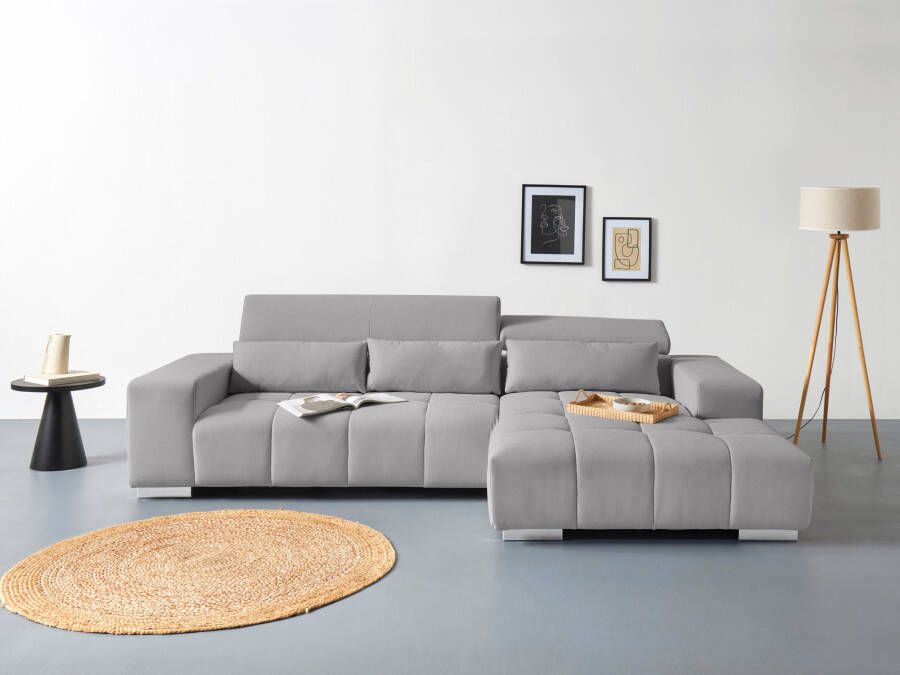 COTTA Hoekbank Orion L-vorm met 2x hoofddeelverstelling & 3 nierkussens