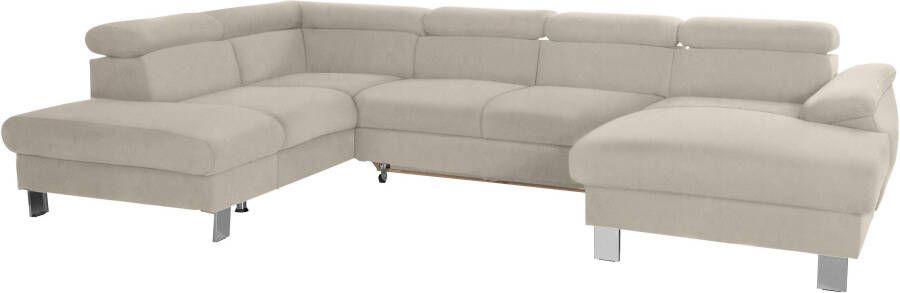 COTTA Zithoek Komaris U-vorm B: 320 cm met hoofdverstelling optioneel bedfunctie bedlade & licht