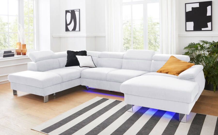 COTTA Zithoek Komaris U-vorm B: 320 cm met hoofdverstelling optioneel bedfunctie bedlade & licht