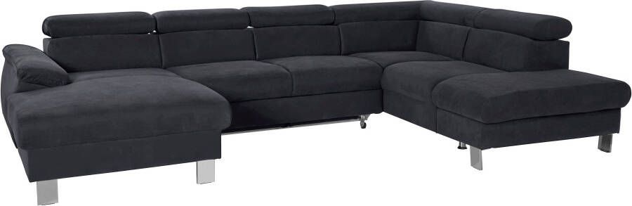 COTTA Zithoek Komaris U-vorm B: 320 cm met hoofdverstelling optioneel bedfunctie bedlade & licht