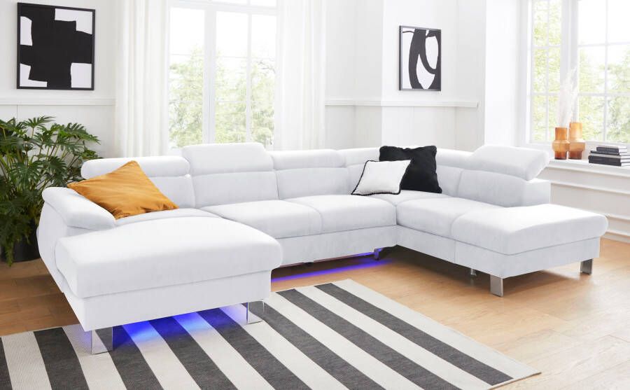 COTTA Zithoek Komaris U-vorm B: 320 cm met hoofdverstelling optioneel bedfunctie bedlade & licht