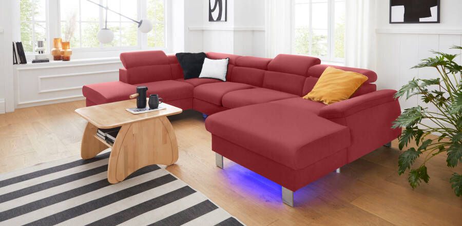 COTTA Zithoek Komaris U-vorm B: 320 cm met hoofdverstelling optioneel bedfunctie bedlade & licht