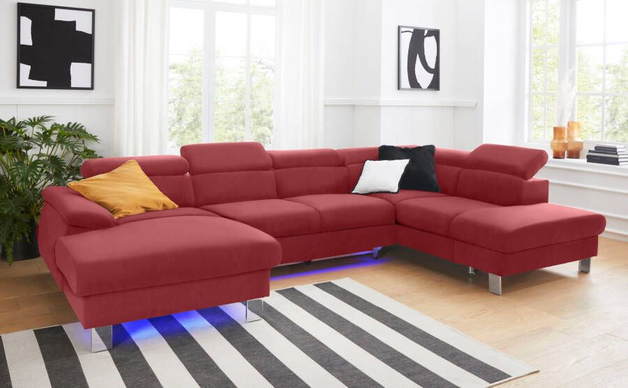 COTTA Zithoek Komaris U-vorm B: 320 cm met hoofdverstelling optioneel bedfunctie bedlade & licht