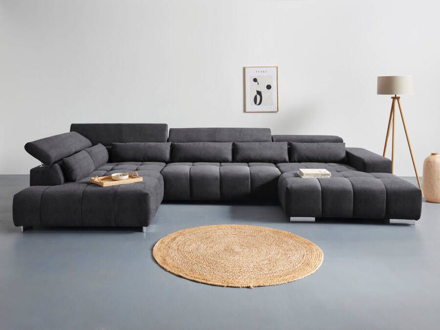 COTTA Zithoek Orion U-vorm met hoofdbordverstelling & 6 lendenkussens