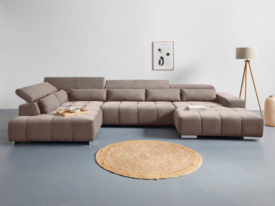 COTTA Zithoek Orion U-vorm met hoofdbordverstelling & 6 lendenkussens