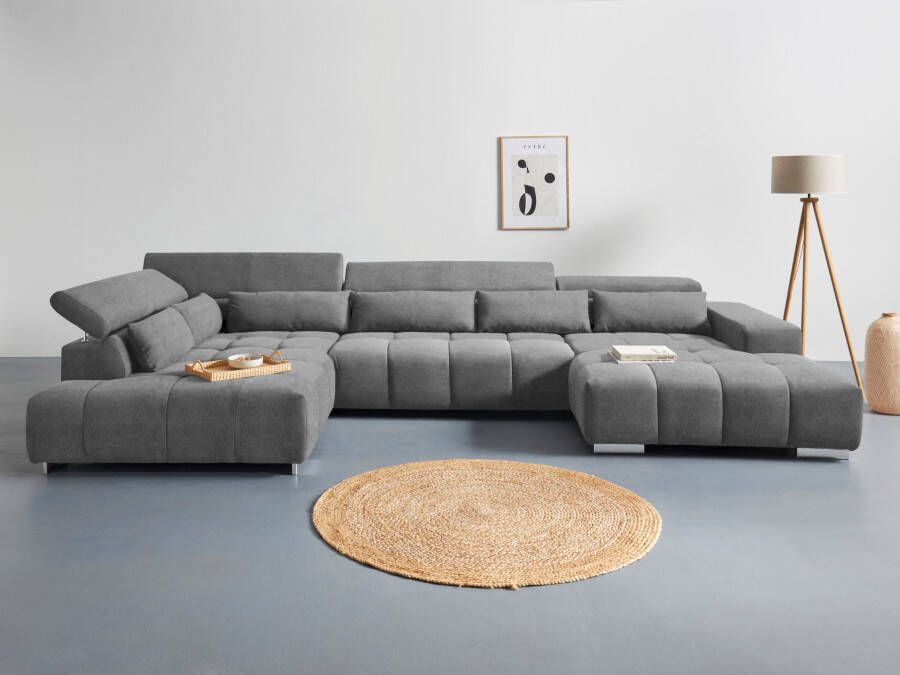 COTTA Zithoek Orion U-vorm met hoofdbordverstelling & 6 lendenkussens