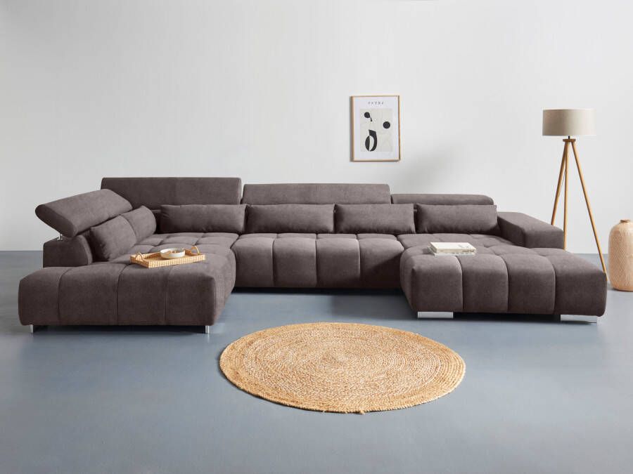 COTTA Zithoek Orion U-vorm met hoofdbordverstelling & 6 lendenkussens