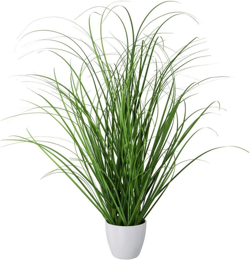 Creativ green Kunstgras Grasmix set van 2 in een decoratieve plastic pot (2 stuks)