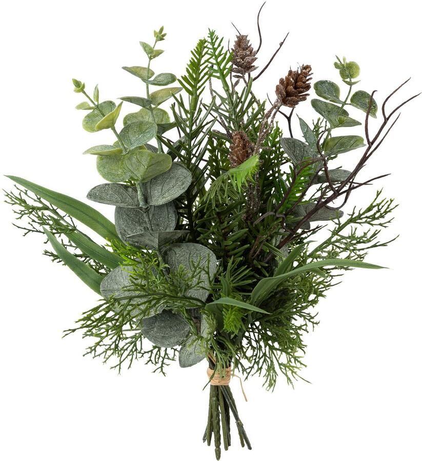 Creativ green Winterse kunstplant Kerst versiering Boeket van verschillende takken 2-delige set (2 stuks)