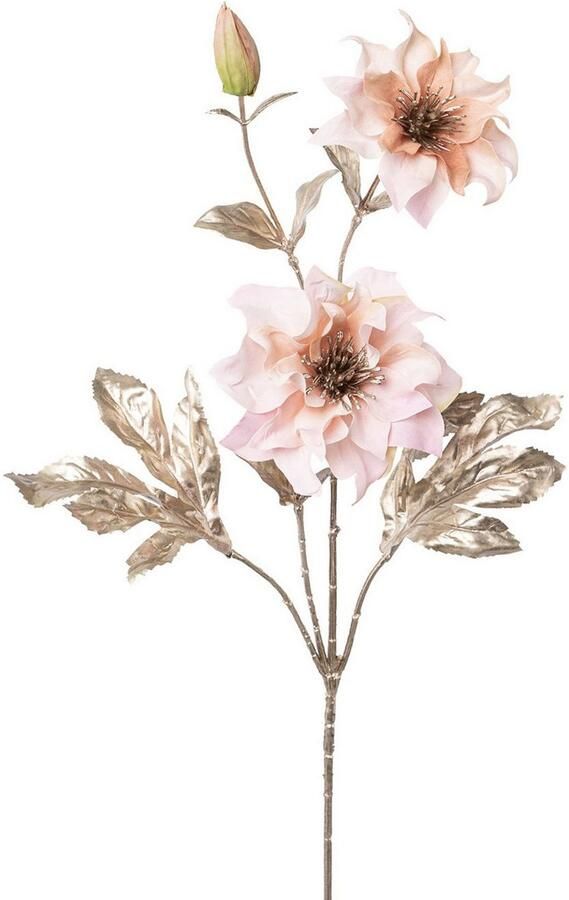 Creativ green Winterse kunstplant Kerst versiering met 3 bloemen per tak 3-delige set (3 stuks)