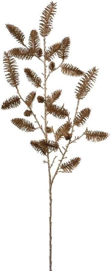 Creativ green Winterse kunstplant Kerst versiering Tak met talrijke dennenpunten champagne 2-delige set (2 stuks)