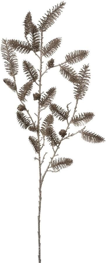 Creativ green Winterse kunstplant Kerst versiering Tak met talrijke dennenpunten zilverkleur 2-delige set (2 stuks)