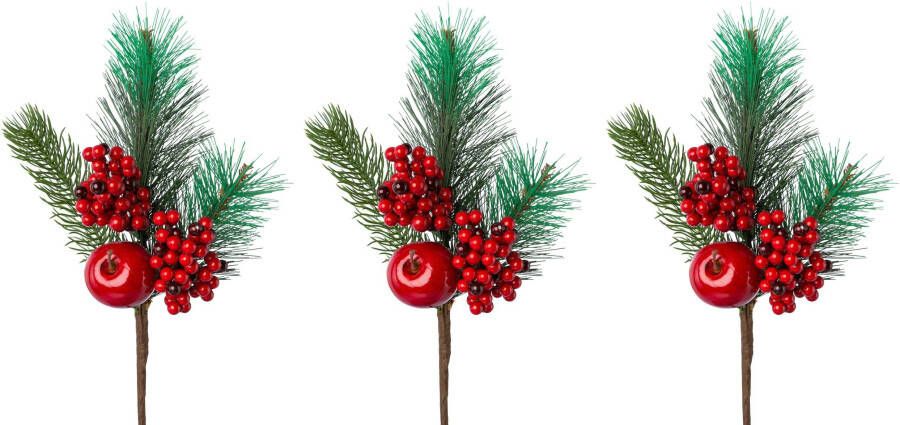 Creativ green Winterse kunstplant Kerst versiering (3 stuks)