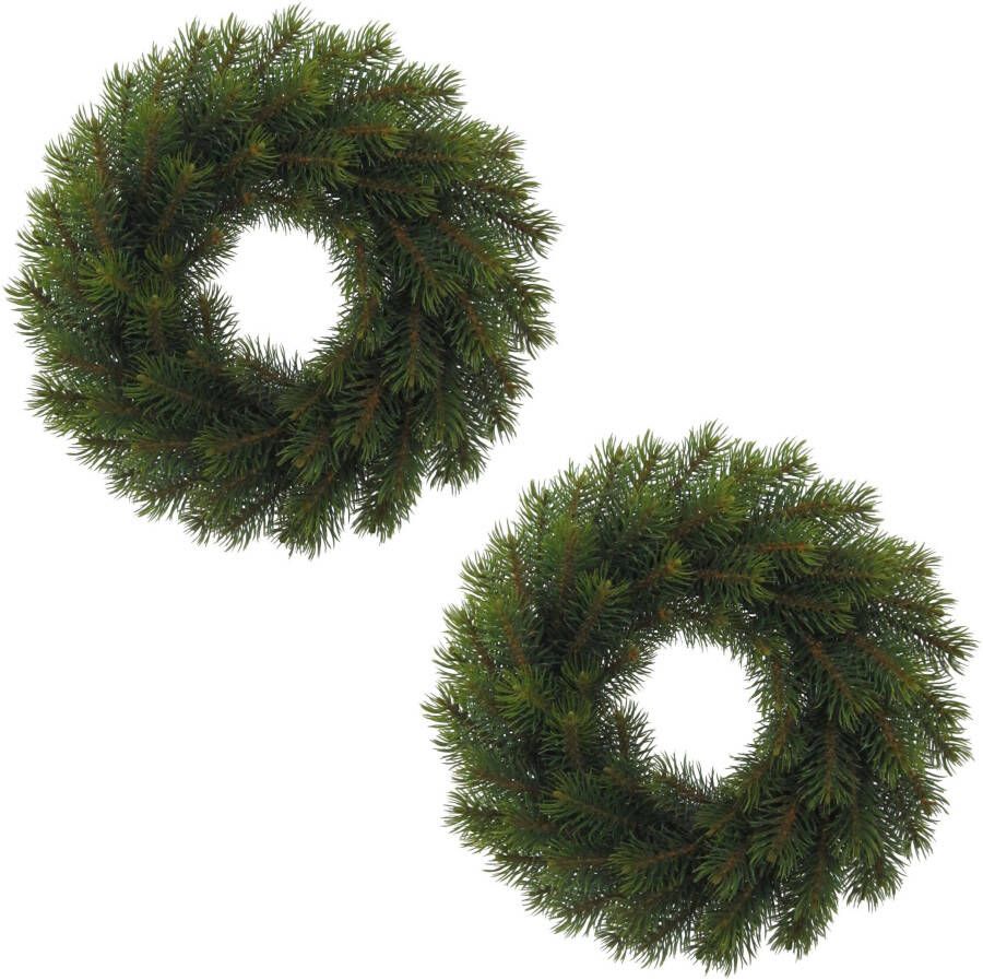 Creativ green Winterse kunstplant Kerst versiering Krans Ø 25 cm 2-delige set (2 stuks)