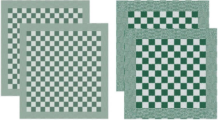 DDDDD Barbeque Theedoeken en Keukendoeken Set van 4 Katoen Jacquard geweven Geruit Groen