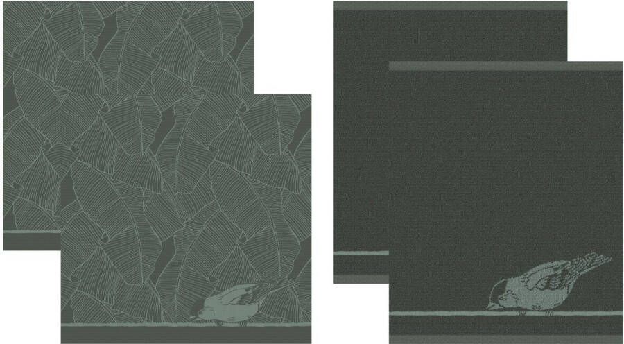 DDDDD Birdy 2 Theedoeken & 2 Keukendoeken Green