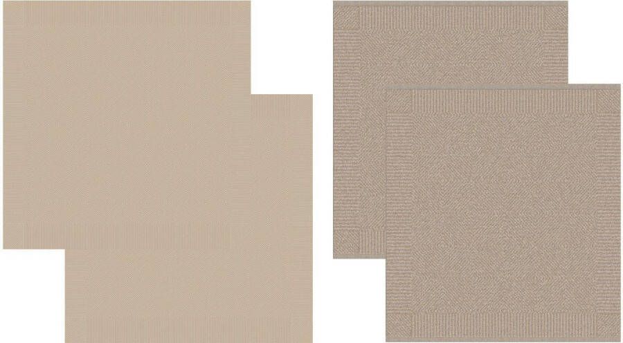 DDDDD Cisis Keukenset -2 Keukendoeken en 2 Theedoeken Katoen Effen 60x65 cm & 50x55 cm Badstof Amandel