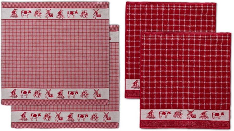 DDDDD Theedoek Dutchie Combi-set: 2 keukendoeken & 2 theedoeken (set 4-delig)