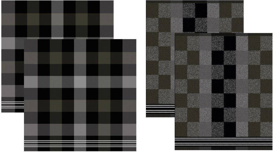 DDDDD Feller 2 Theedoeken & 2 Keukendoeken Grey