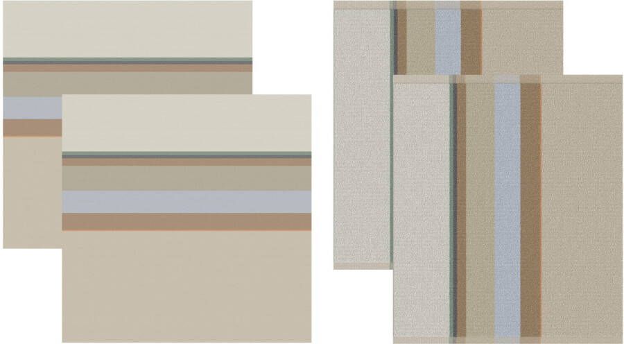 DDDDD Rico 2 Theedoeken & 2 Keukendoeken Sand