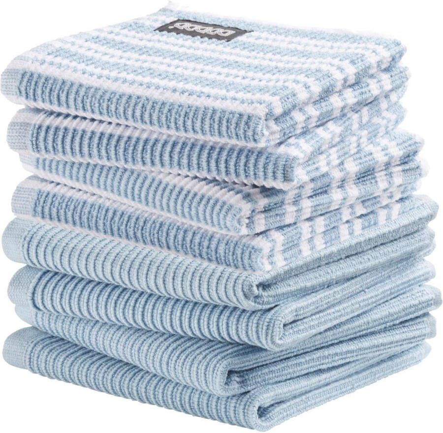DDDDD Vaatdoeken Set van 4 Katoen Effen en Gestreept 30x30 cm Pastel Blauw