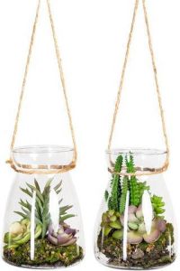 DELAVITA Kunstplant Oswin in glazen houder set van 2