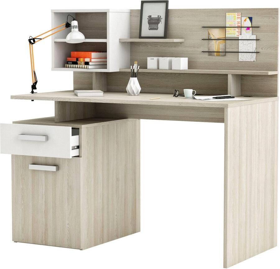 Leen Bakker Demeyere bureau Malicia licht eiken wit 121 9x123x60 cm - Foto 4