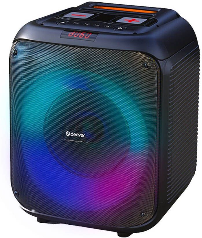 Denver Bluetooth Speaker Party Box Discolichten Incl. Afstandsbediening Microfoon Aansluiting BPS250 Zwart