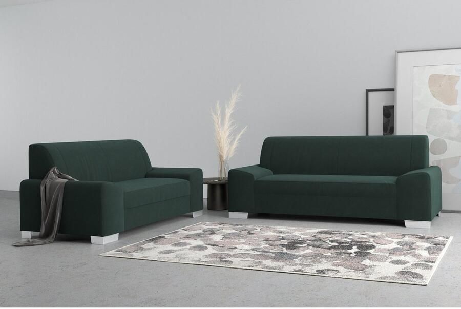 DOMO collection 2 5-zits Anzio kubistisch design platte armleuningen breedte 214cm