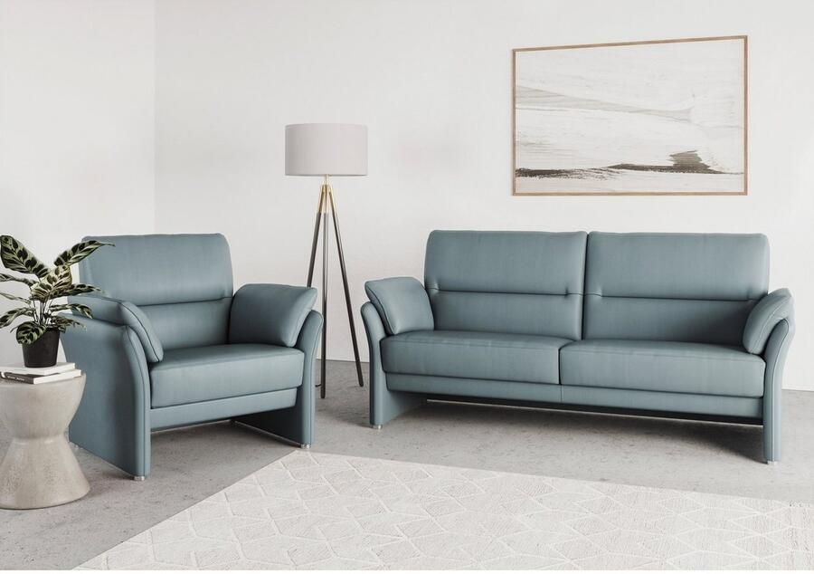 DOMO collection 2 5-zits Pina smalle armleuningen met bonellvering compact & elegant Hoge zitcomfort luxe microvezel leerlook rood breedte 199 cm